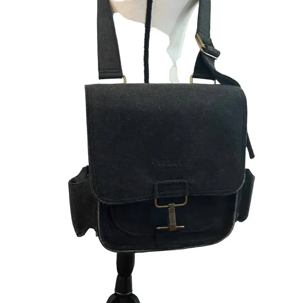 SCOUT By PPB Heather Gray Felt Diaper Bag Messenger Style Petunia Pickle Bottom